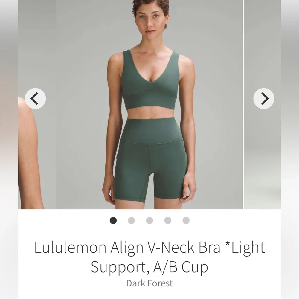 Lululemon Align V-Neck Bra *Light Support,‎ A/B Cup Dark Forest size 4